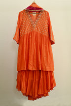Orange Narrow Gathered Sharara Set