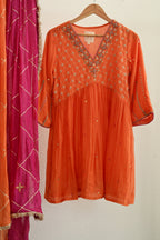 Orange Narrow Gathered Sharara Set