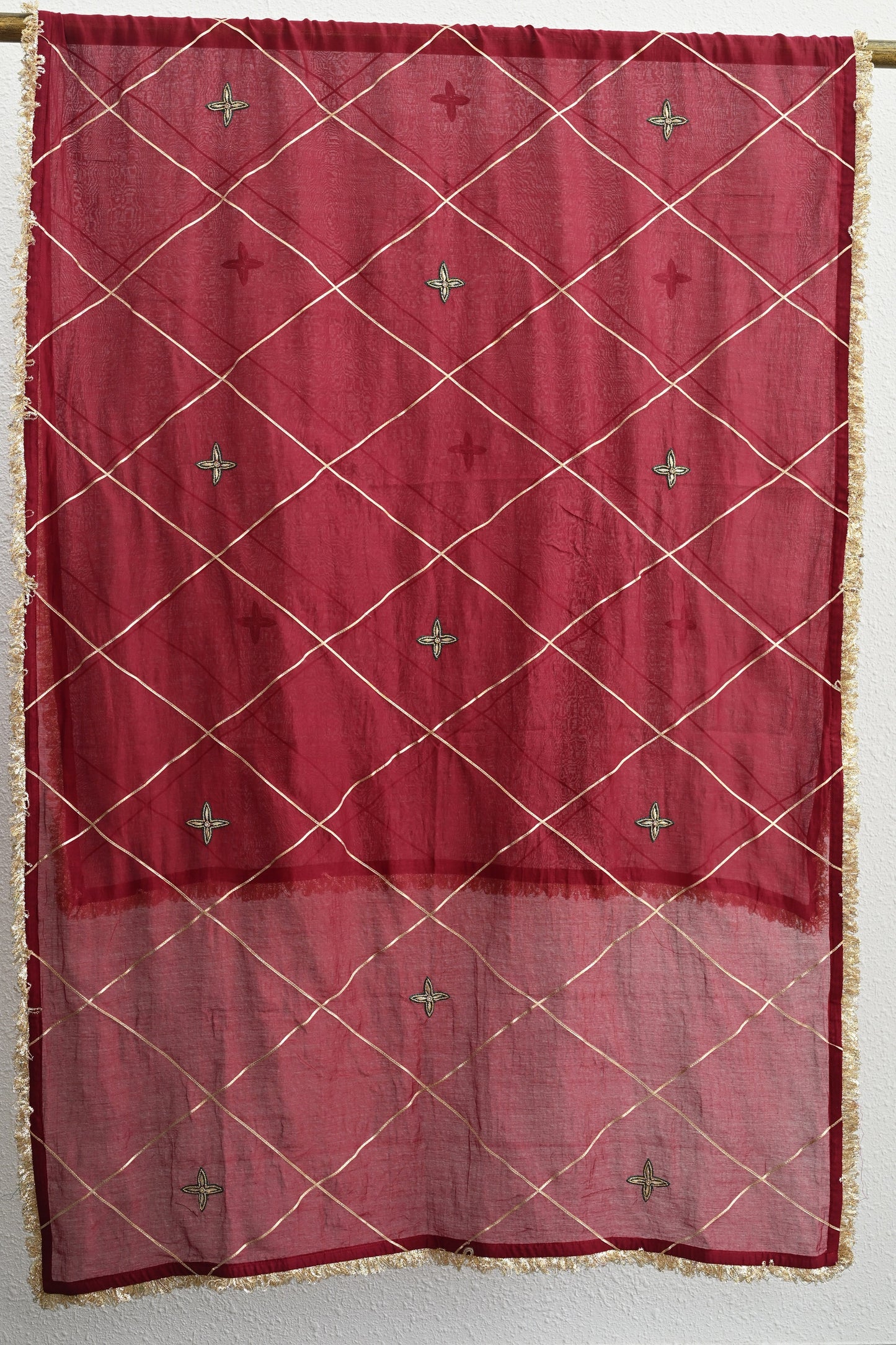 Dark Red Moti Jaal Sharara Set