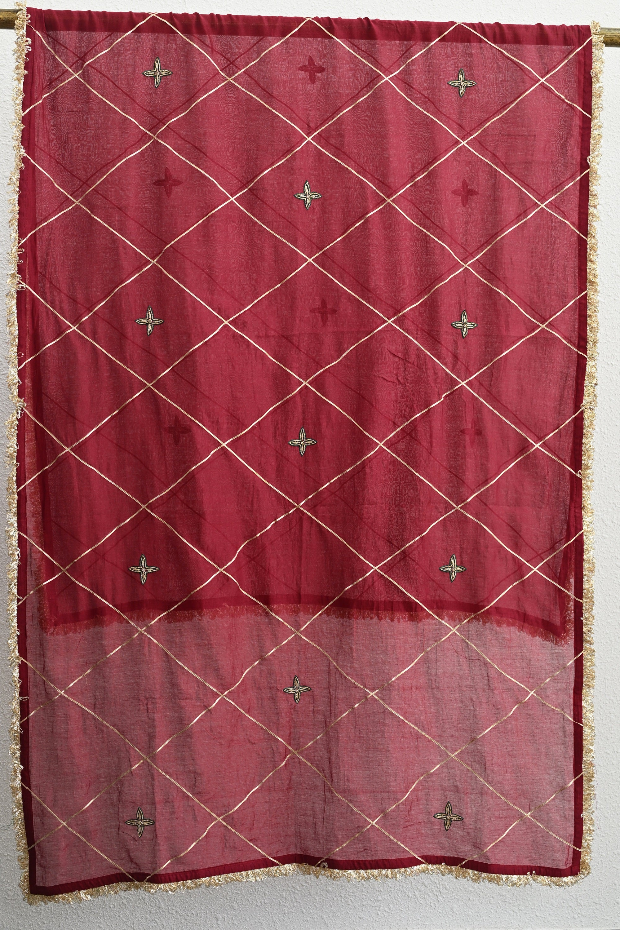 Dark Red Moti Jaal Sharara Set
