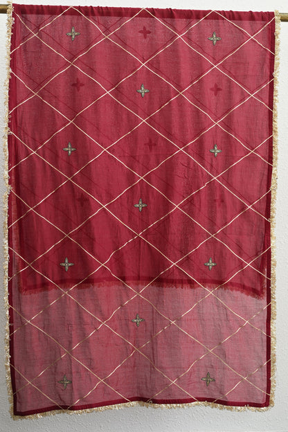Dark Red Moti Jaal Sharara Set