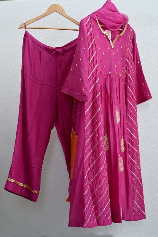 Rani Pink Side Jaal Suit Set