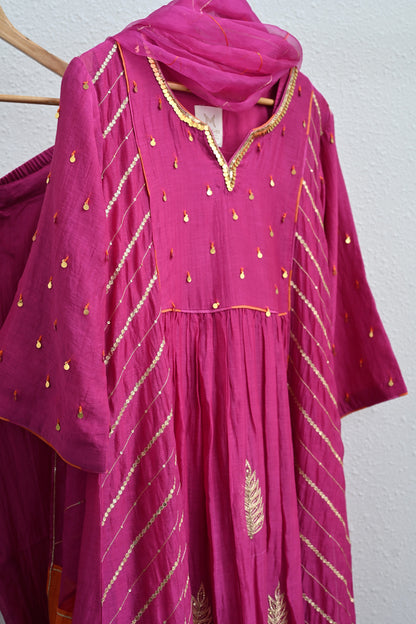 Rani Pink Side Jaal Suit Set