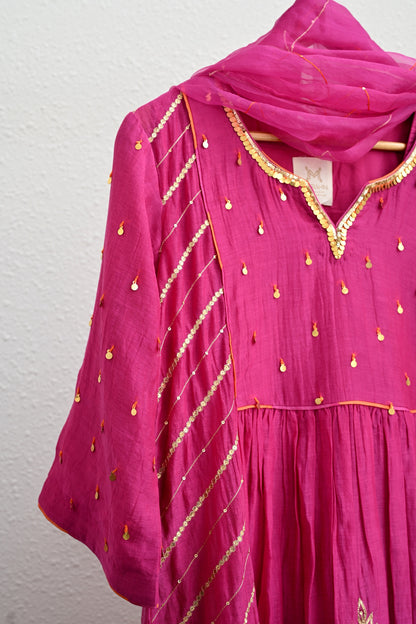 Rani Pink Side Jaal Suit Set