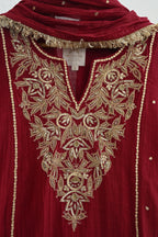 Maroon Moti Jaal Sharara Set