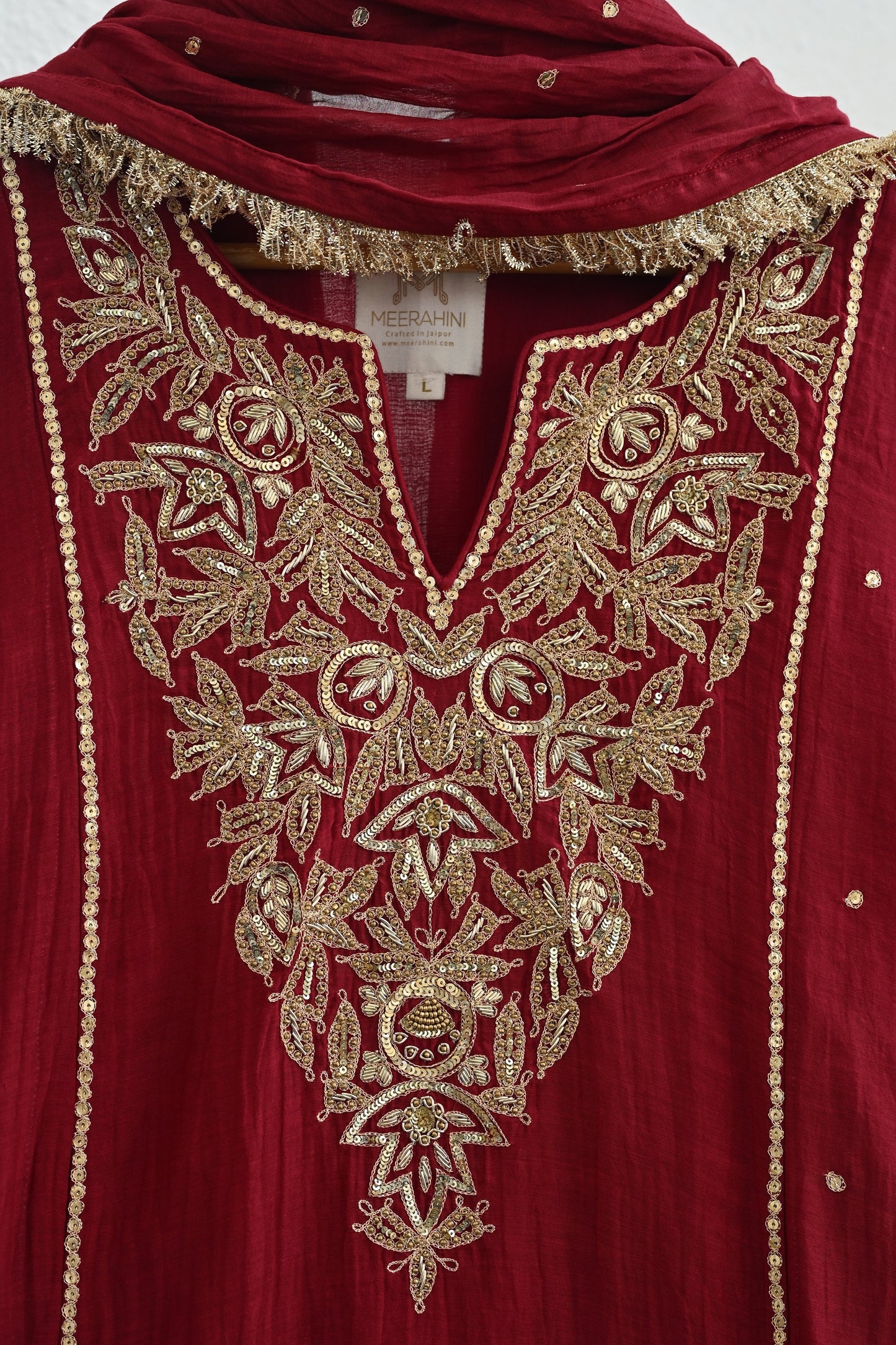 Maroon Moti Jaal Sharara Set
