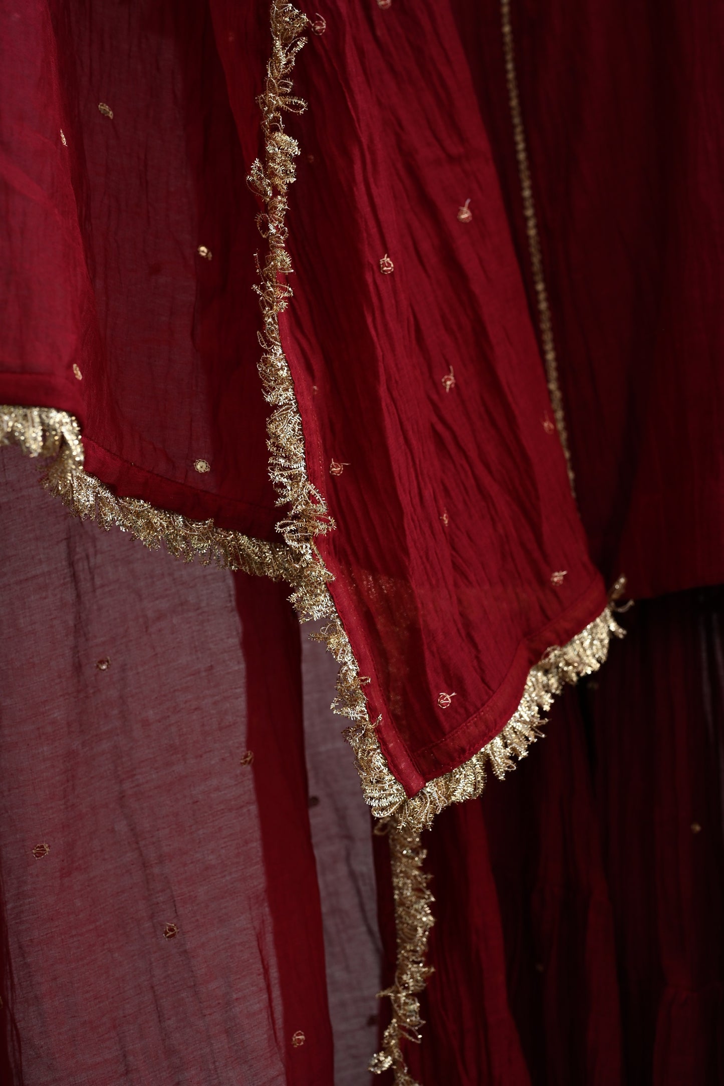 Maroon Moti Jaal Sharara Set