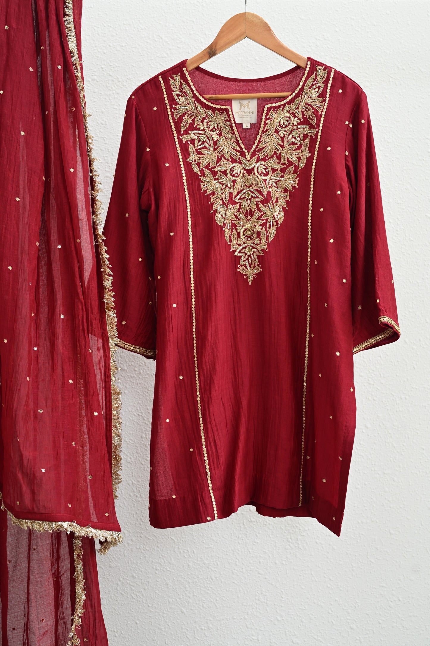 Maroon Moti Jaal Sharara Set