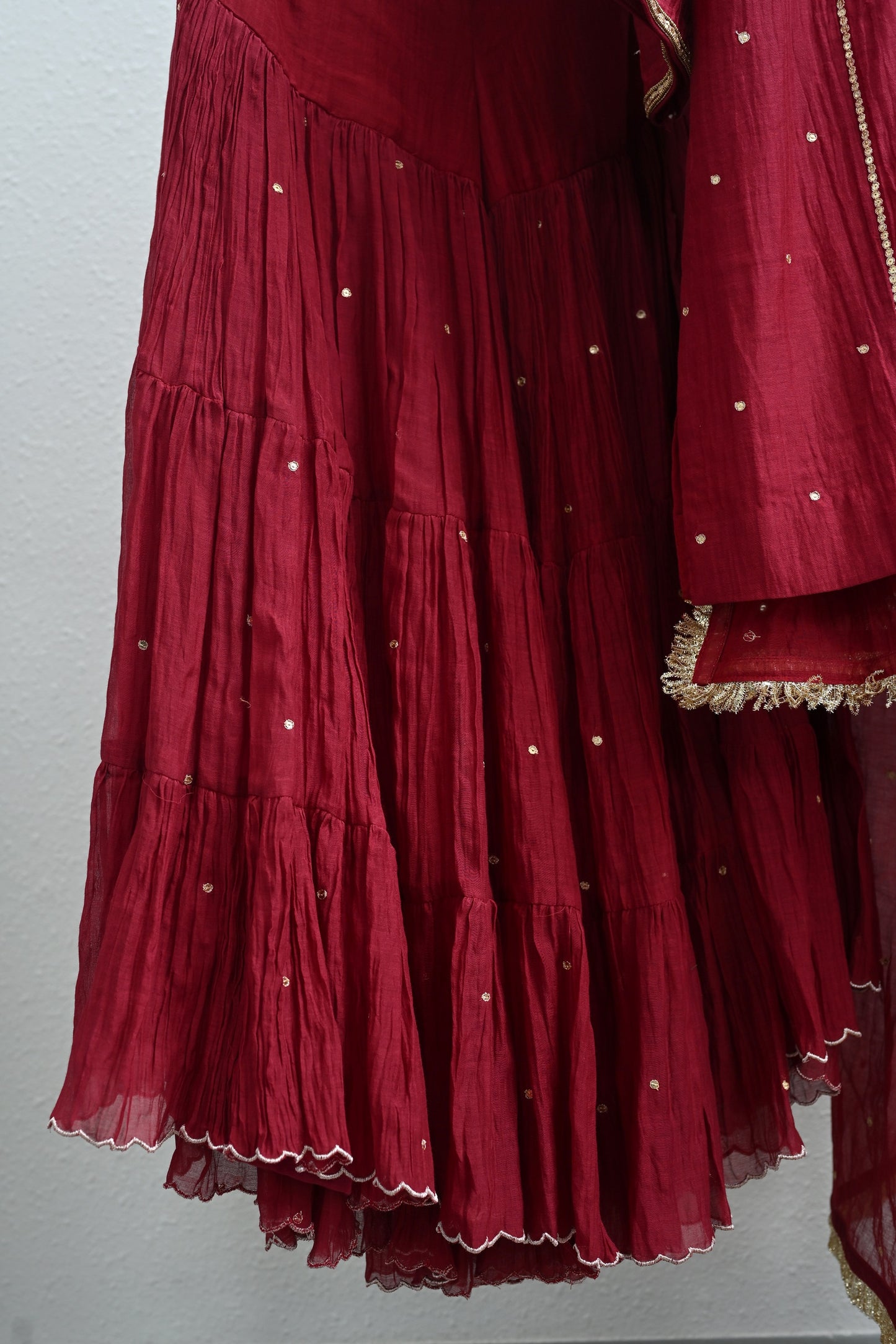 Maroon Moti Jaal Sharara Set
