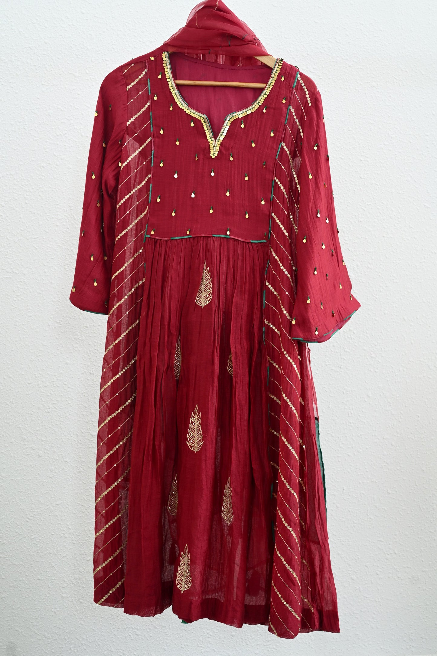 Maroon Side Panel Kurta Set