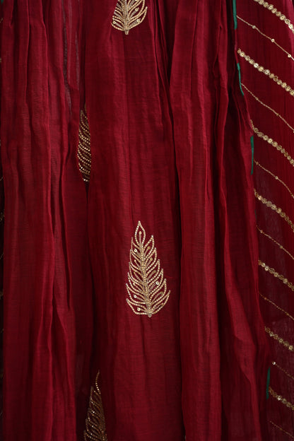 Maroon Side Panel Kurta Set