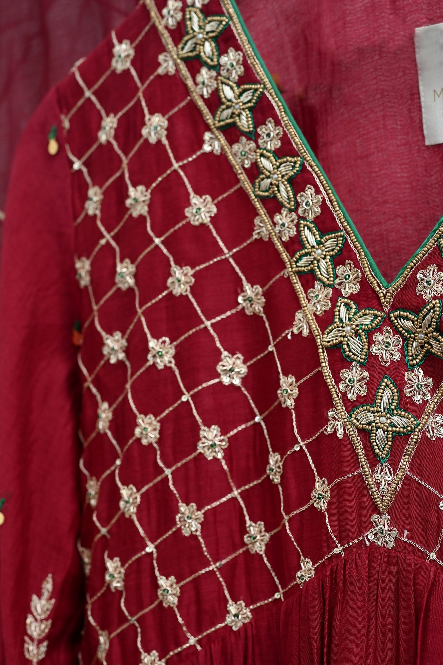 Maroon Moti Jaal Sharara Set