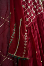 Maroon Moti Jaal Sharara Set