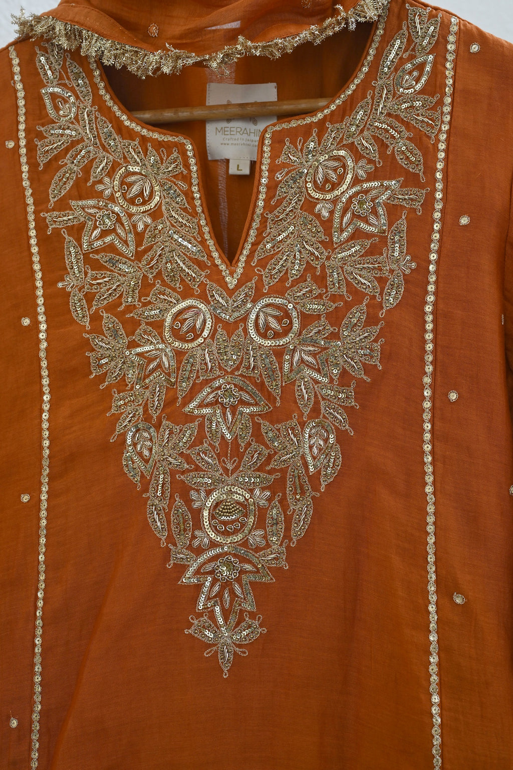Rusty Orange Narrow Gathered Sharara Set