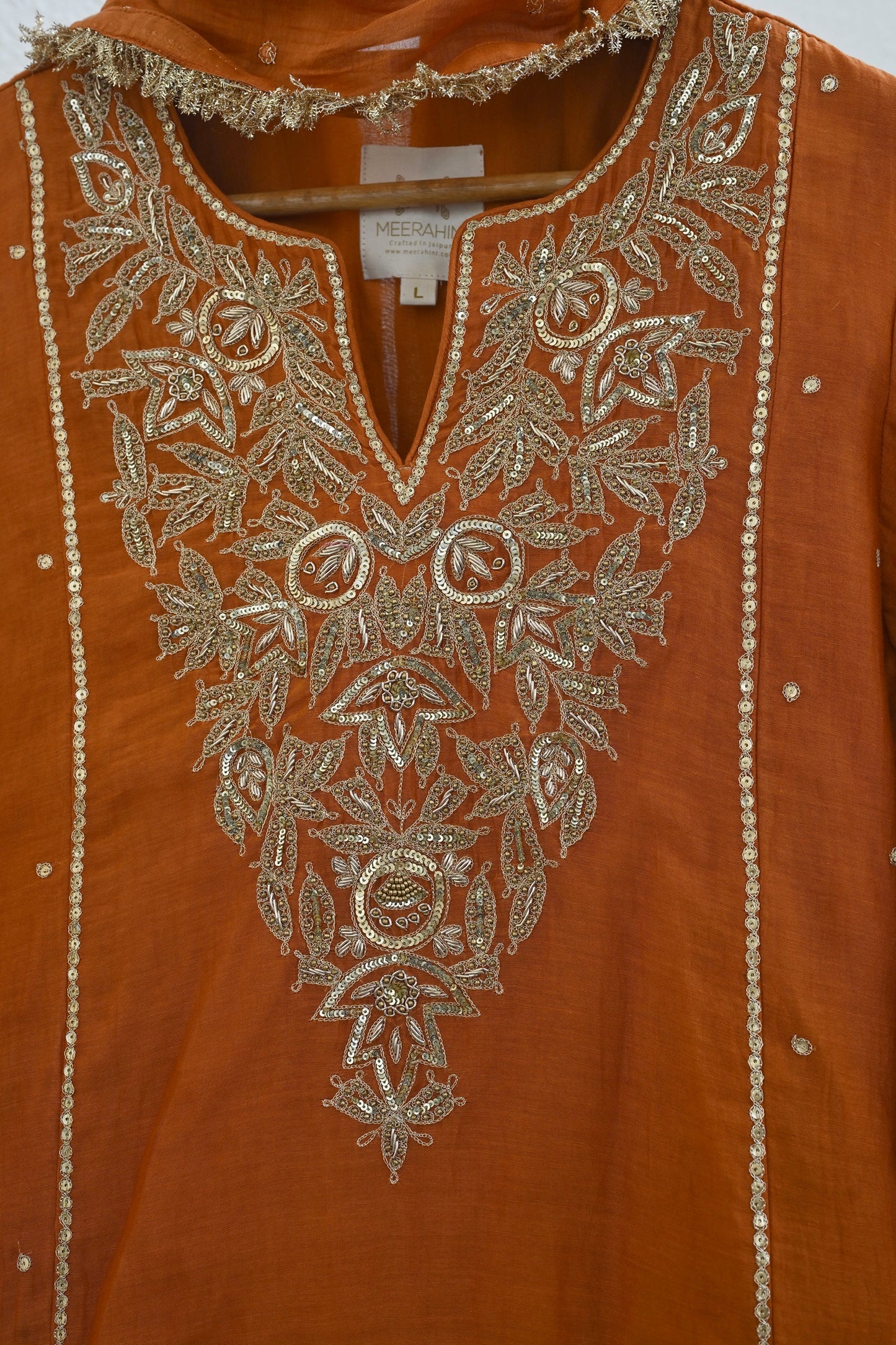 Rusty Orange Narrow Gathered Sharara Set