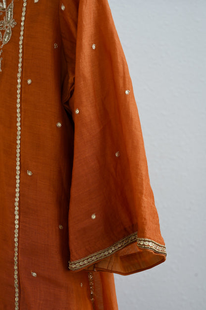 Rusty Orange Narrow Gathered Sharara Set