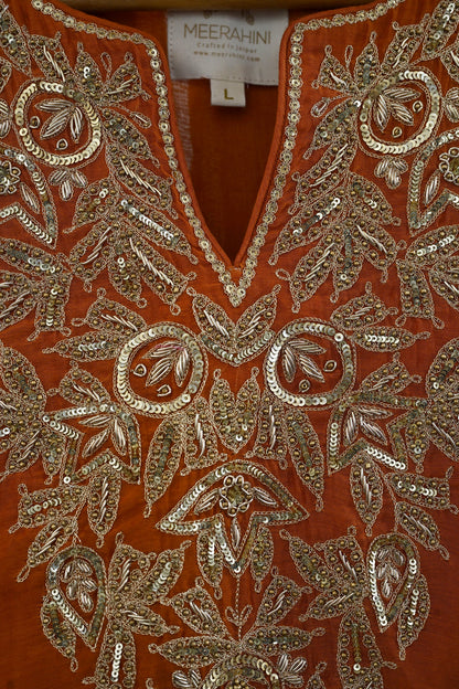 Rusty Orange Narrow Gathered Sharara Set