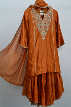 Rusty Orange Narrow Gathered Sharara Set