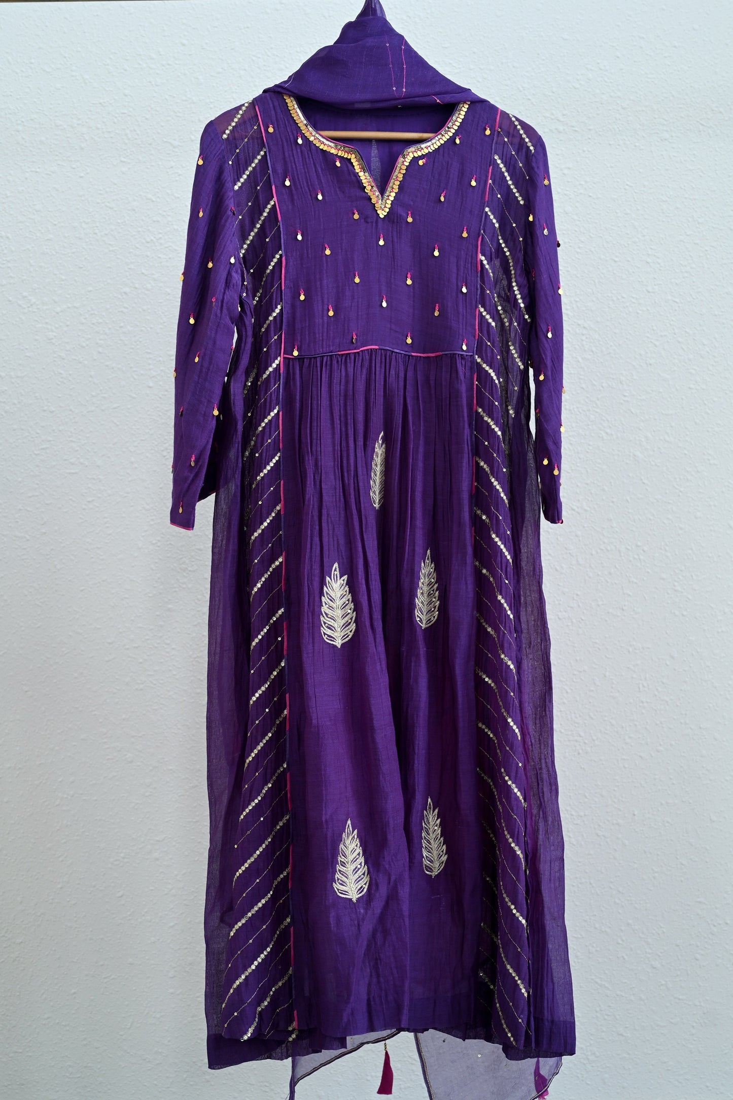 Purple Side Panel Kurta Set