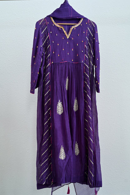 Purple Side Panel Kurta Set