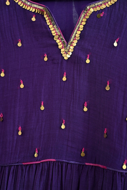 Purple Side Panel Kurta Set