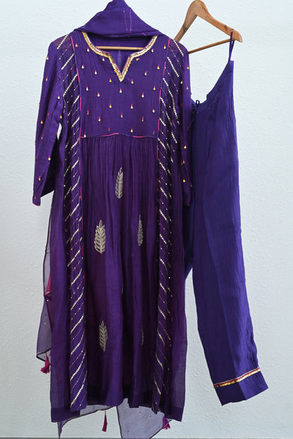 Purple Side Panel Kurta Set