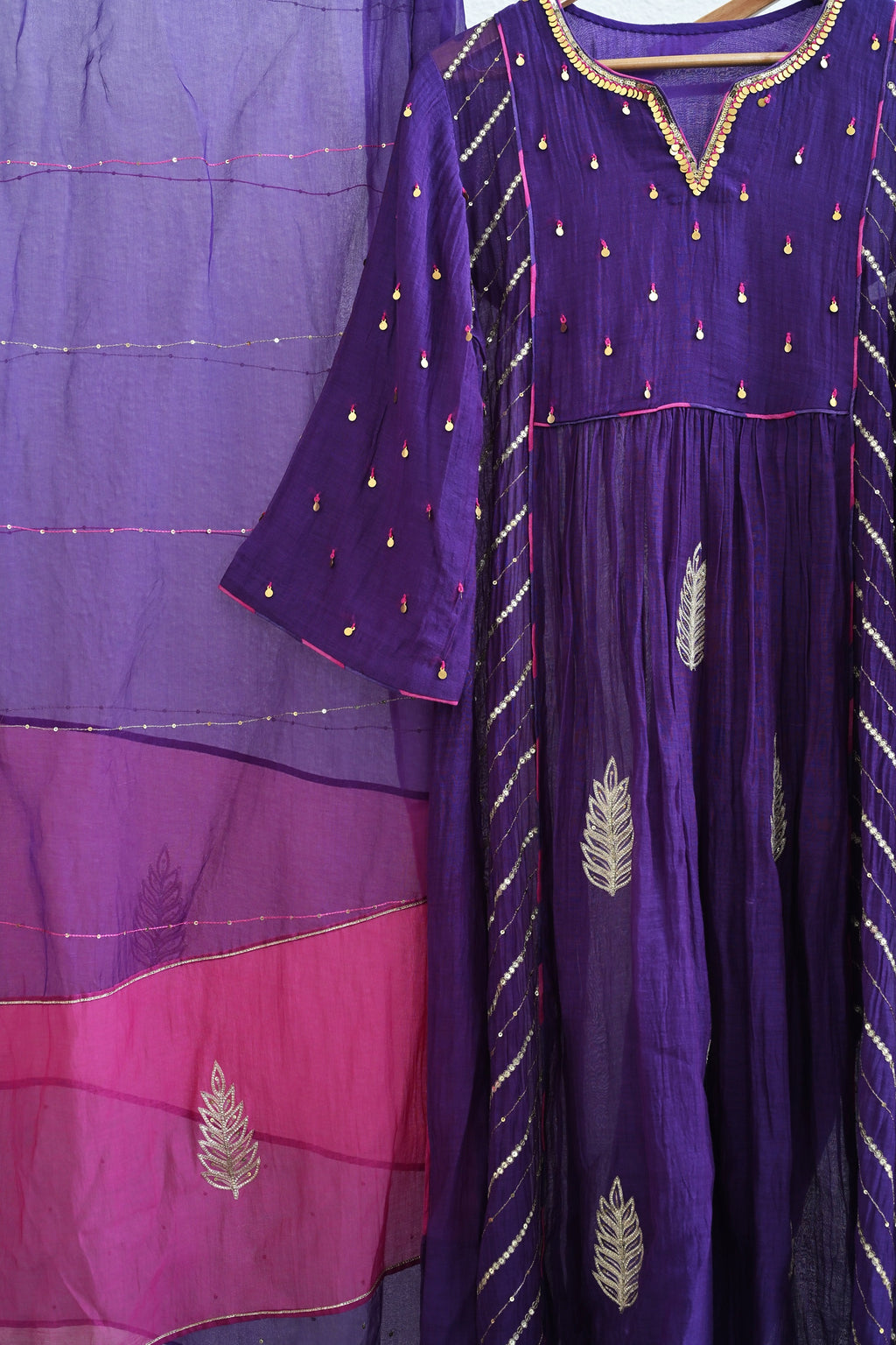 Purple Side Panel Kurta Set