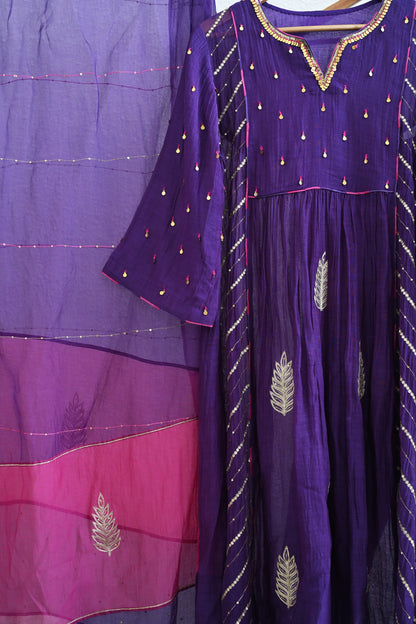 Purple Side Panel Kurta Set