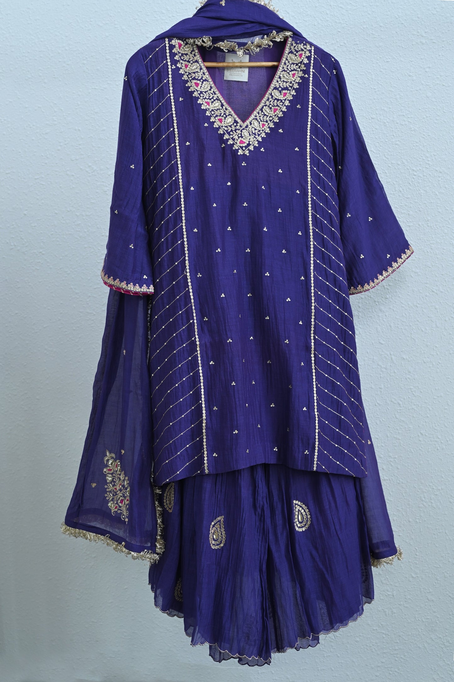 Purple Side Panel Sharara Set