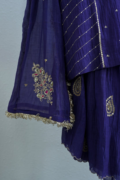 Purple Side Panel Sharara Set