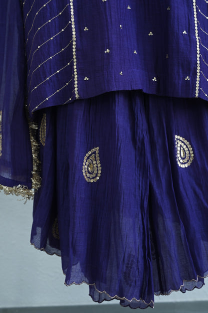 Purple Side Panel Sharara Set