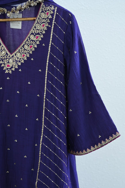 Purple Side Panel Sharara Set