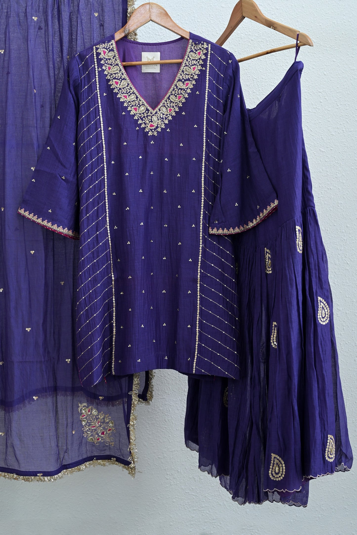 Purple Side Panel Sharara Set