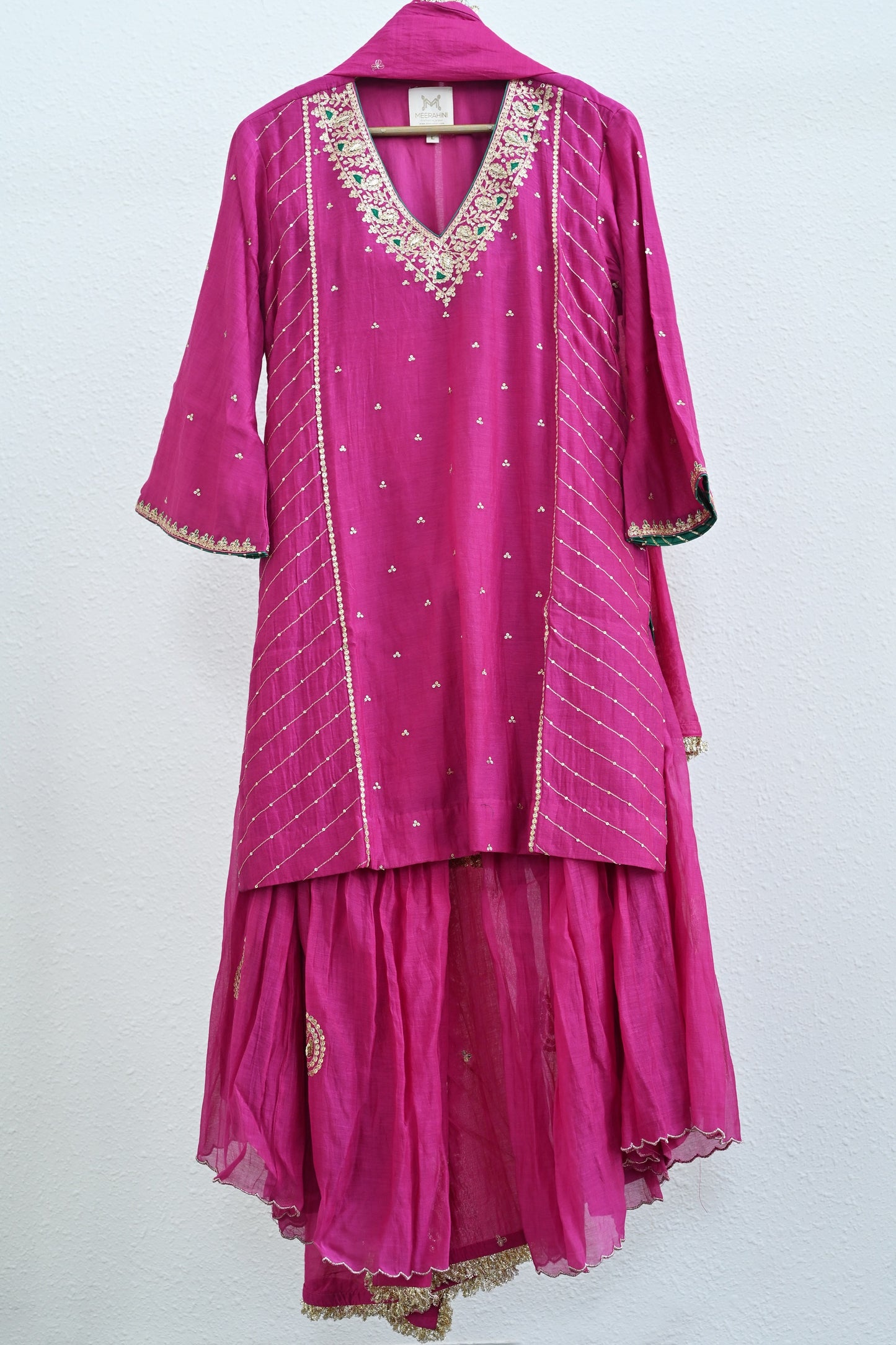 Pink Side Panel Sharara Set