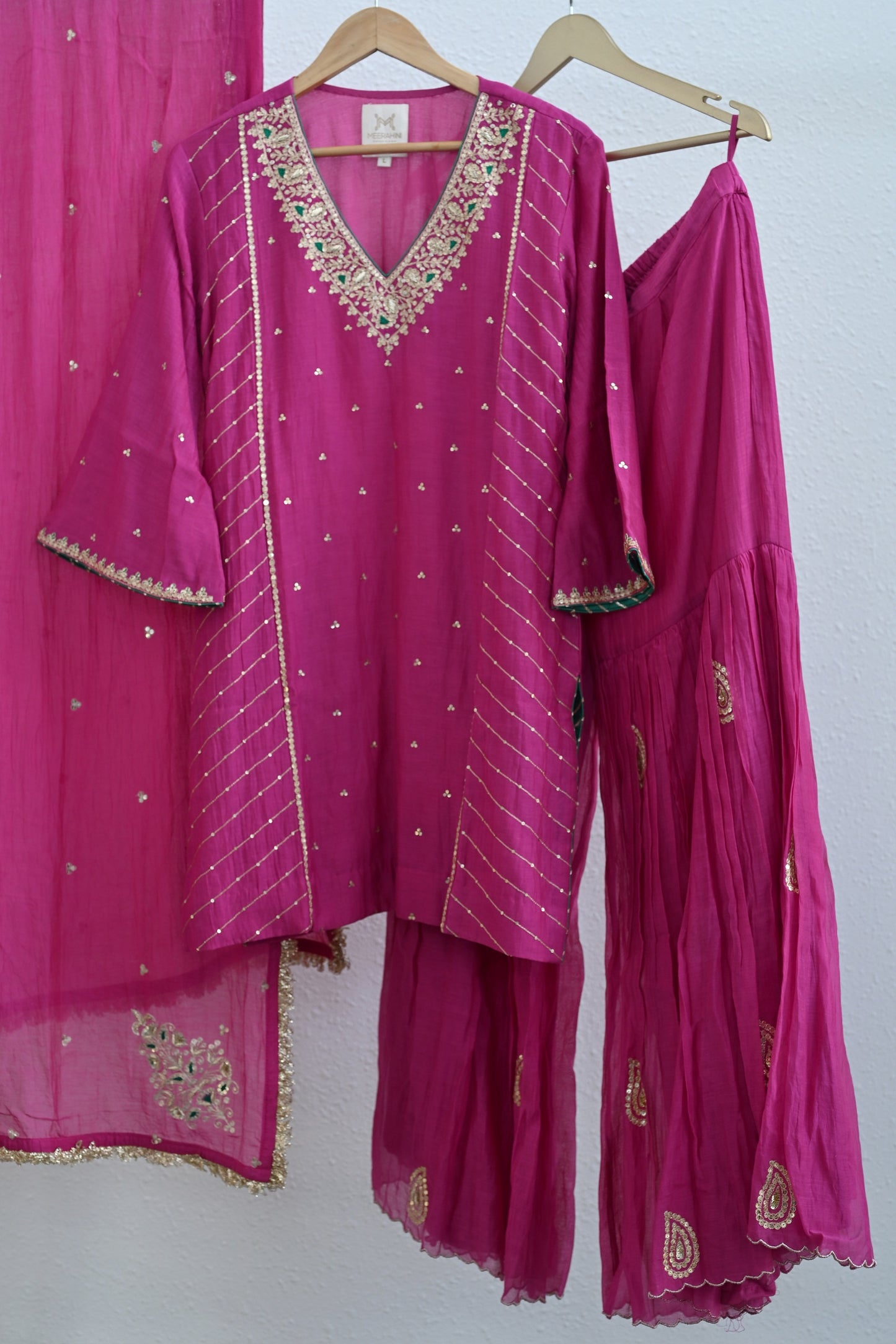 Pink Side Panel Sharara Set