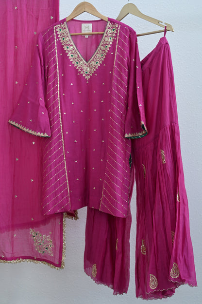 Pink Side Panel Sharara Set