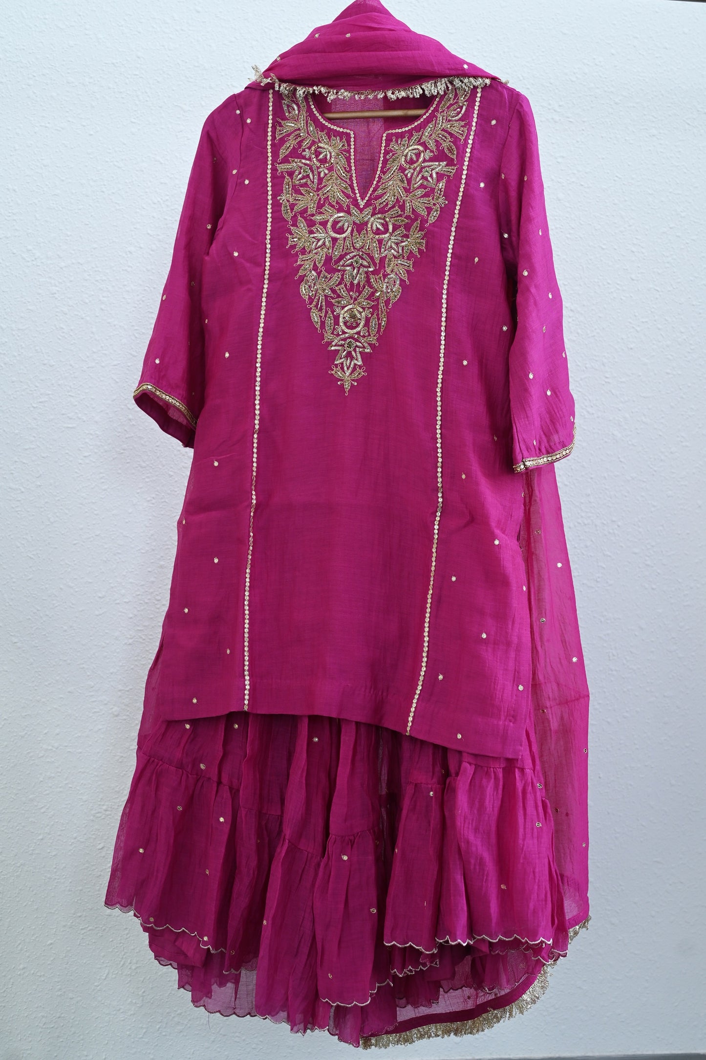 Rani Pink Side Panel Sharara Set