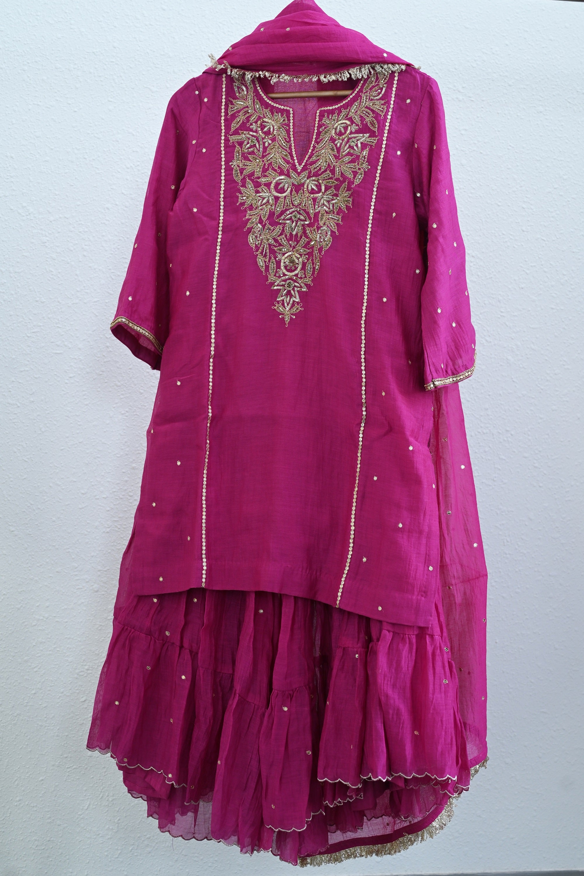 Rani Pink Side Panel Sharara Set