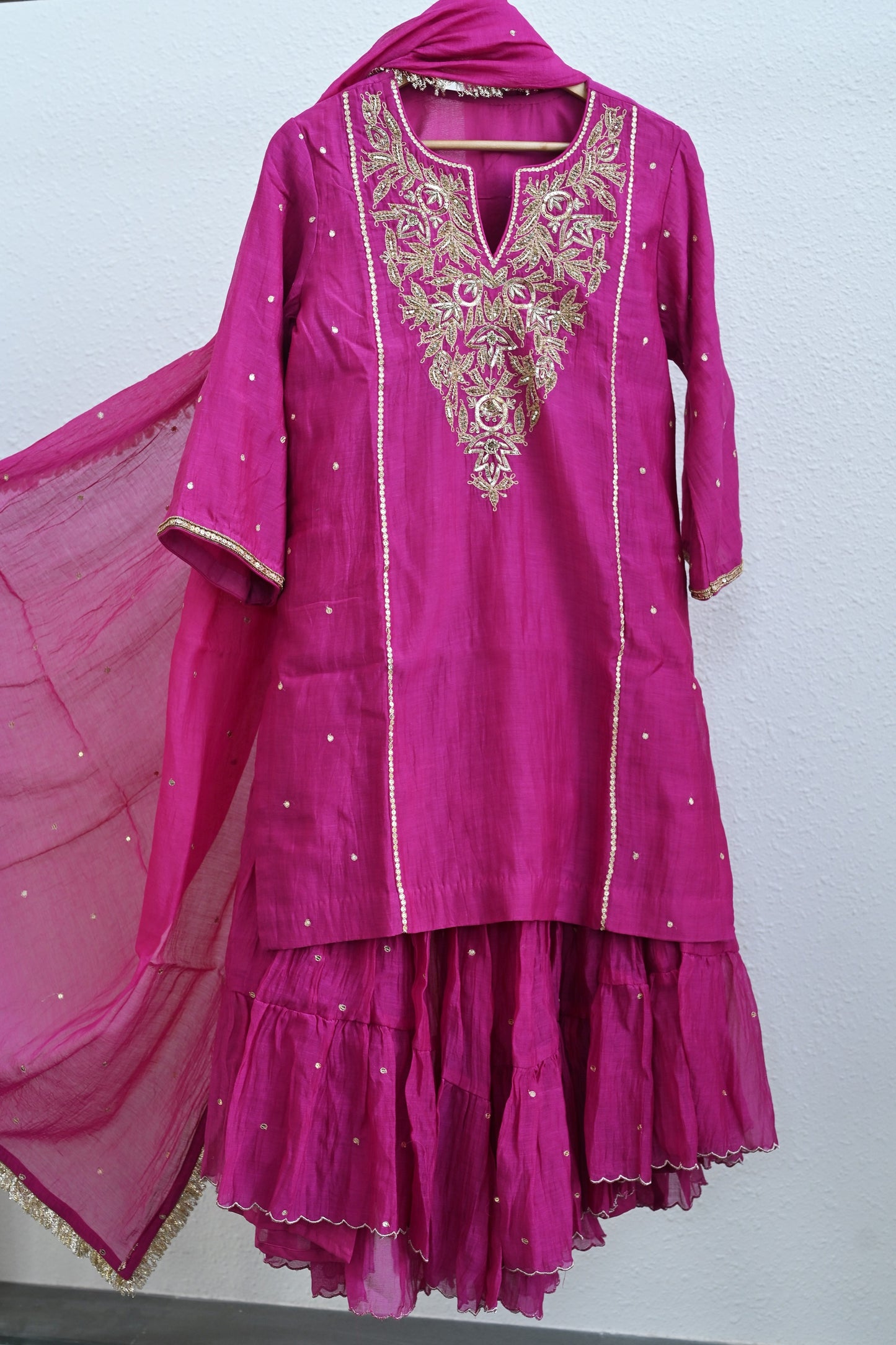 Rani Pink Side Panel Sharara Set