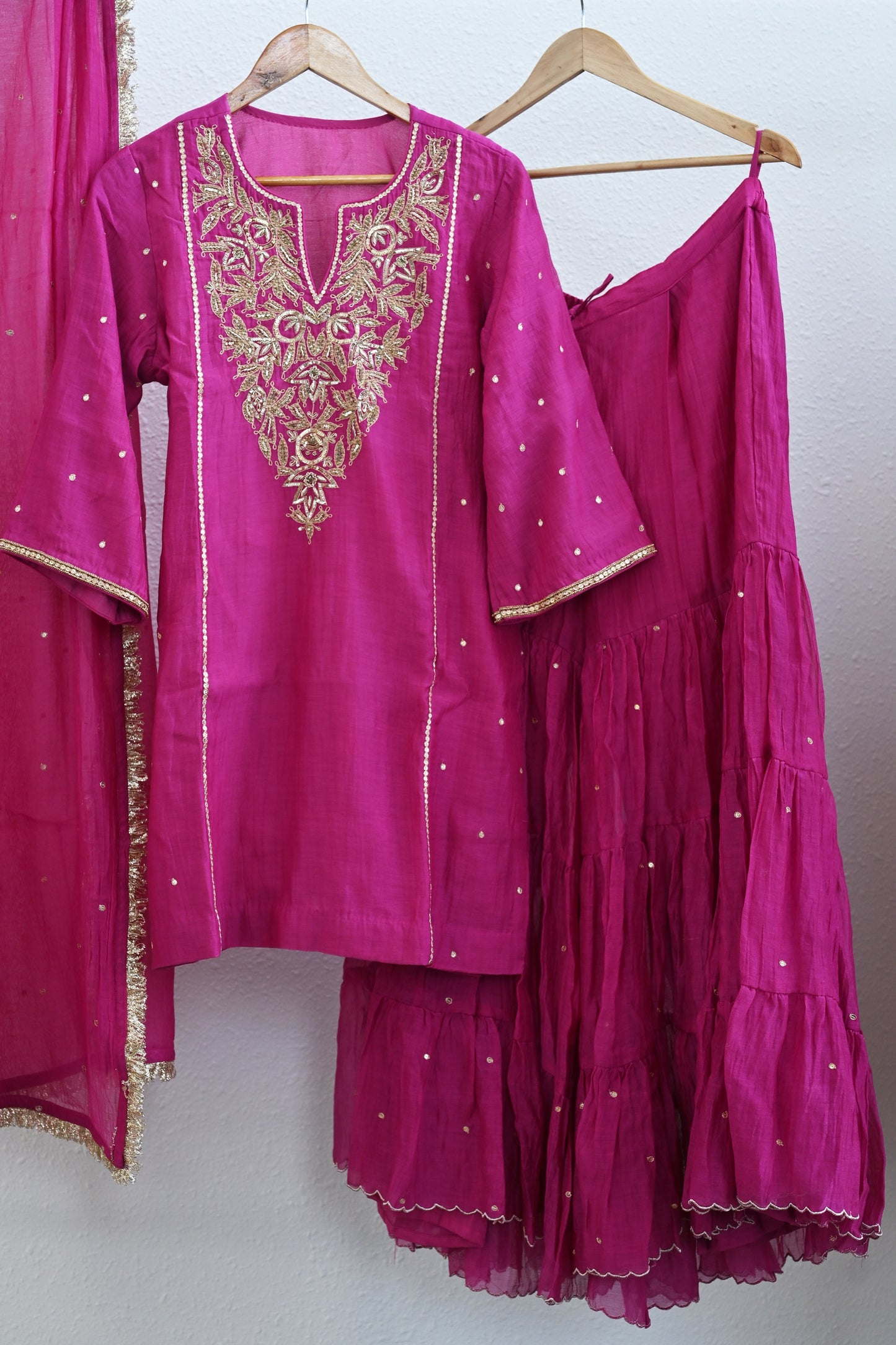 Rani Pink Side Panel Sharara Set