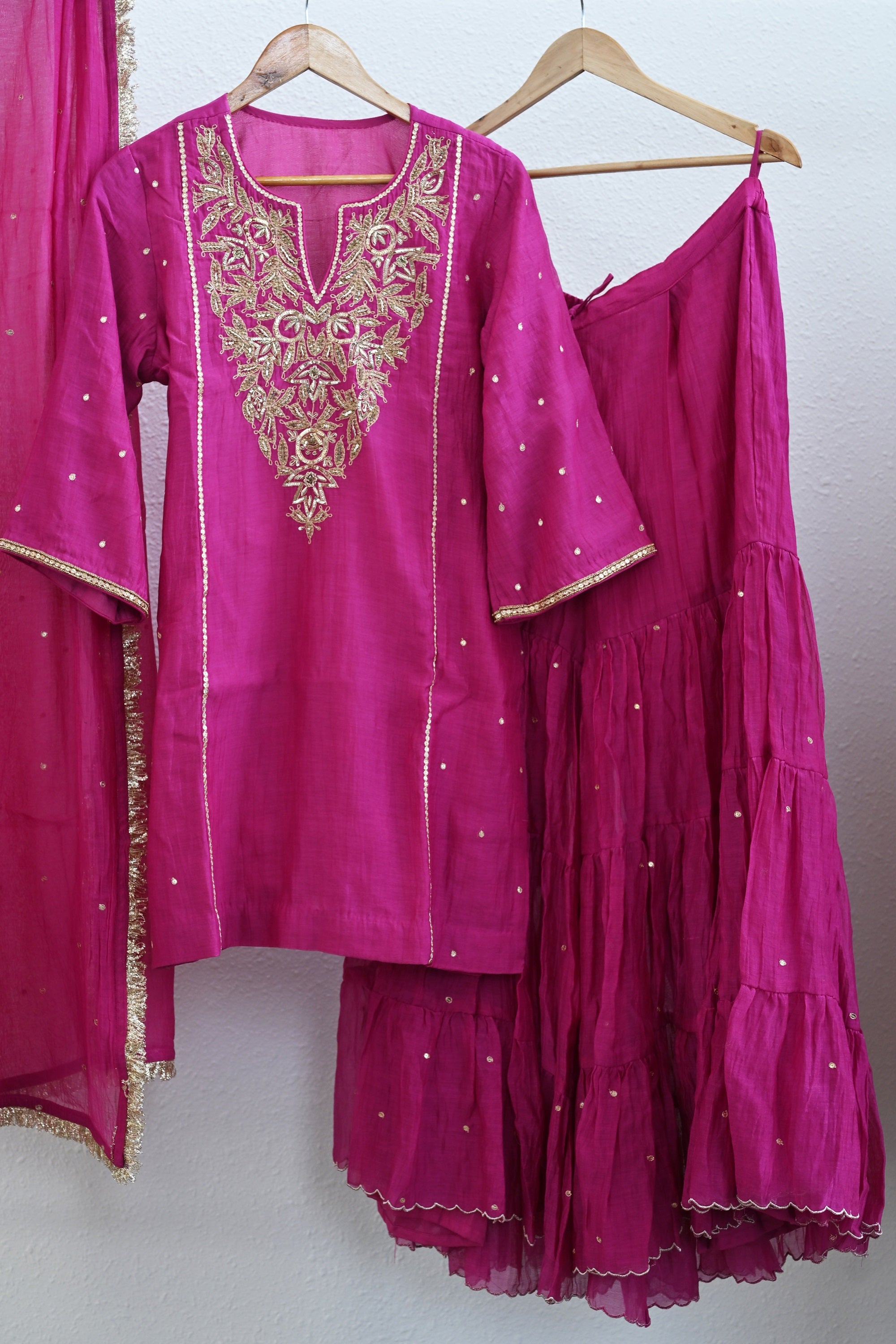 Rani Pink Side Panel Sharara Set
