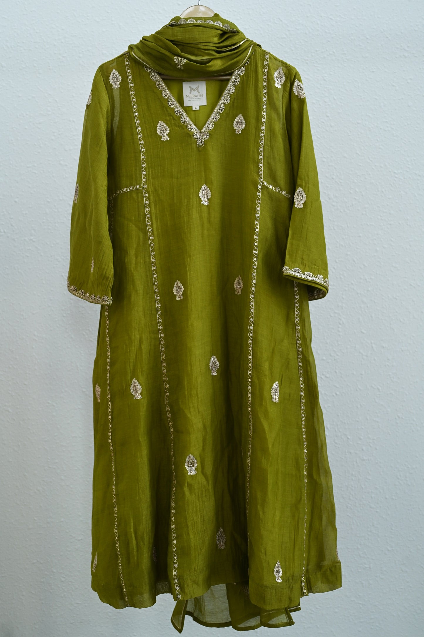 Bottle Green Side Jaal Suit Set
