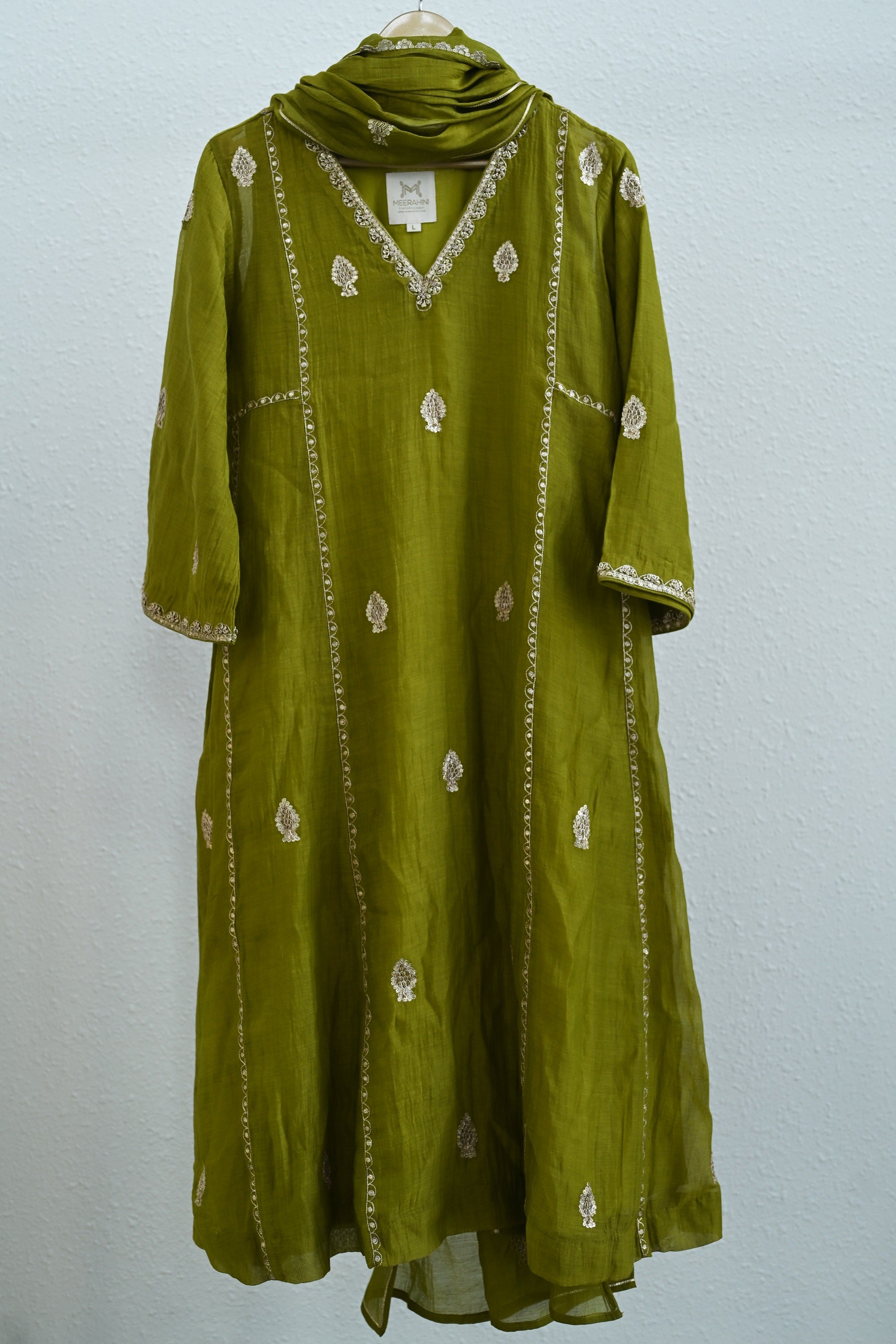 Bottle Green Side Jaal Suit Set