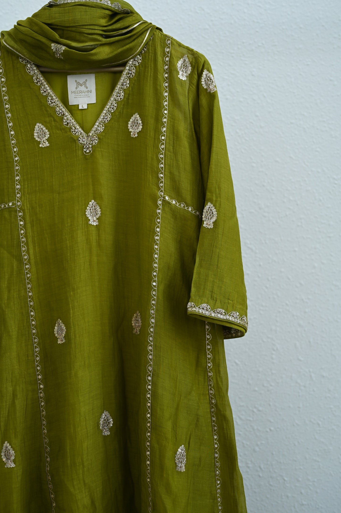 Bottle Green Side Jaal Suit Set