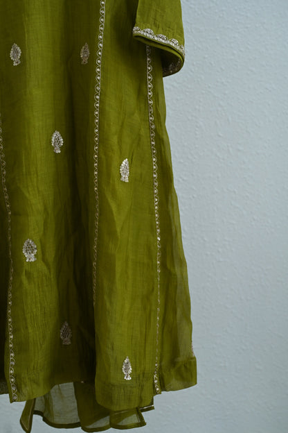 Bottle Green Side Jaal Suit Set