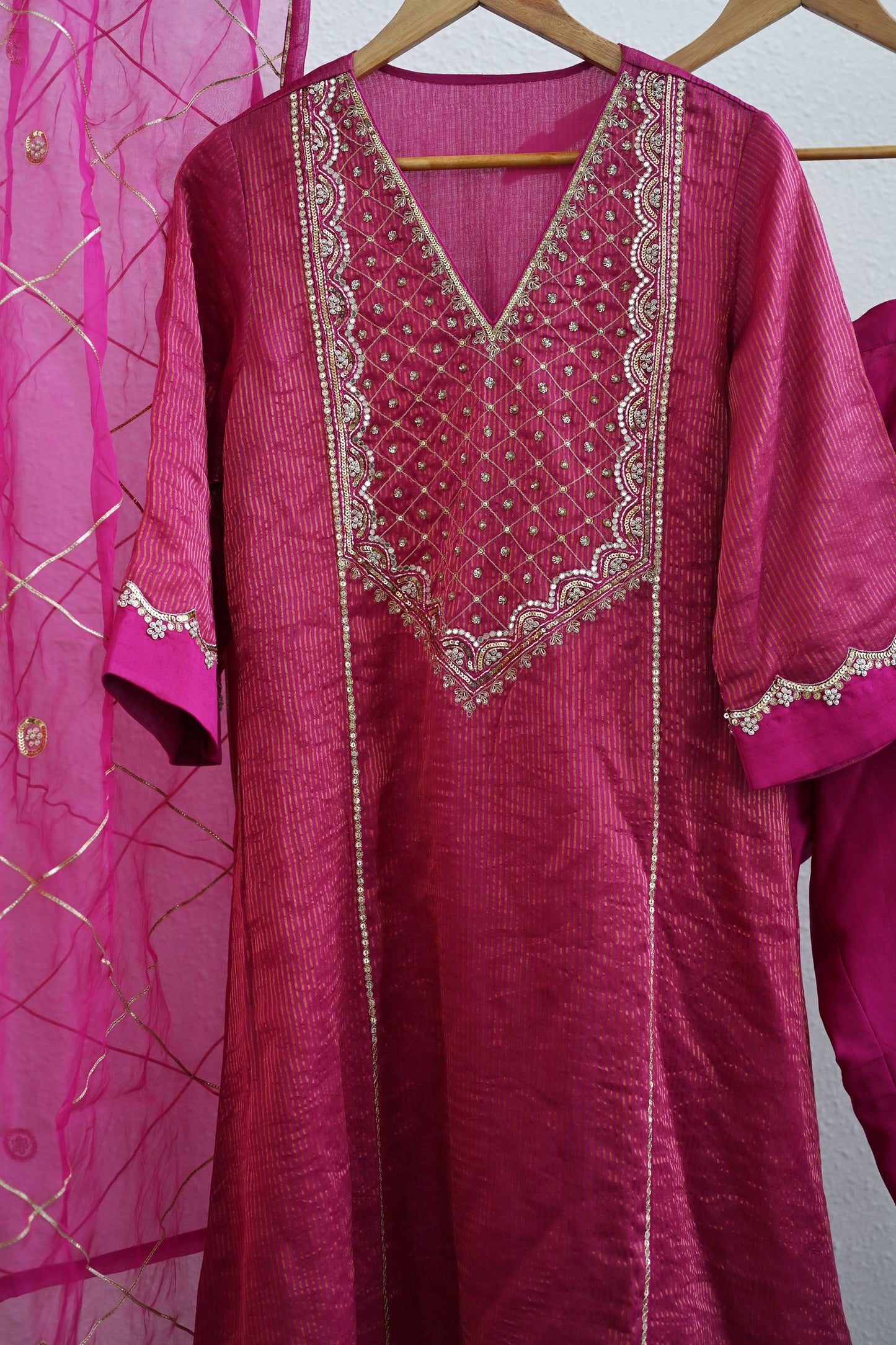 Pink Side Jaal Suit Set