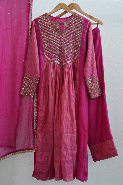 Rani Pink Side Panel Kurta Set