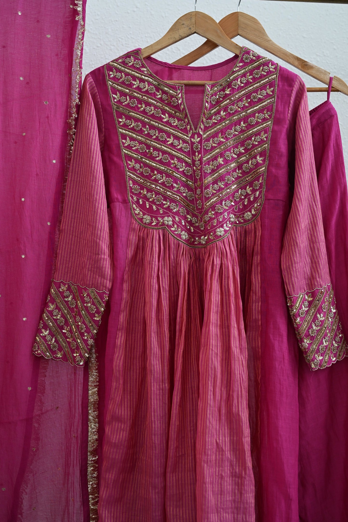 Rani Pink Side Panel Kurta Set