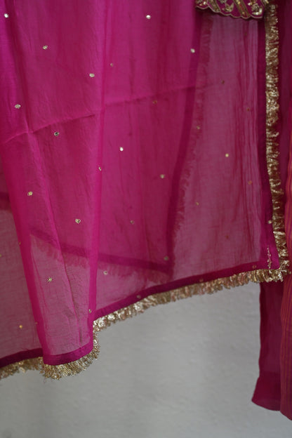 Rani Pink Side Panel Kurta Set