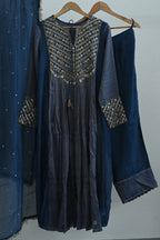 Midnight Blue Side Panel Kurta Set